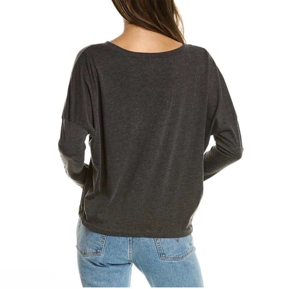 NWT Eberjey Gisele Tencel Modal Long Sleeve Drawstring Top Charcoal Gray Small - Picture 4 of 11